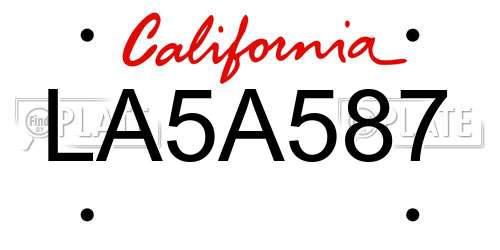 LA5A587 California License Plate