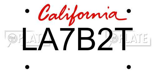 LA7B2T California License Plate