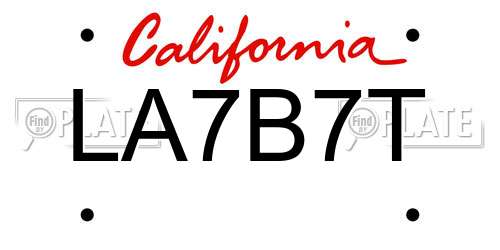 LA7B7T California License Plate