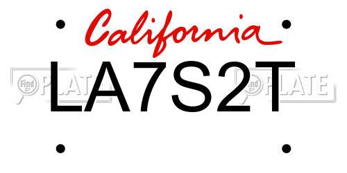 LA7S2T California License Plate