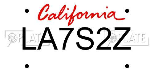 LA7S2Z California License Plate