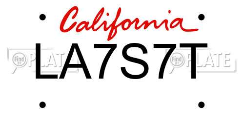 LA7S7T California License Plate