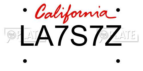 LA7S7Z California License Plate