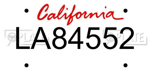 LA84552 California License Plate