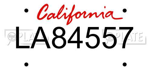 LA84557 California License Plate