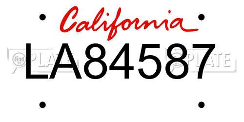 LA84587 California License Plate