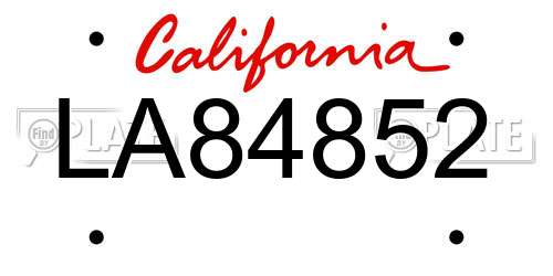 LA84852 California License Plate