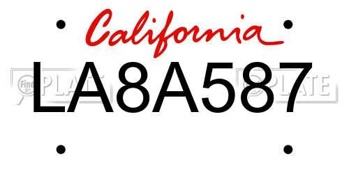 LA8A587 California License Plate