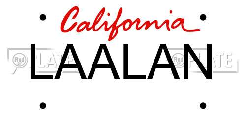 LAALAN California License Plate