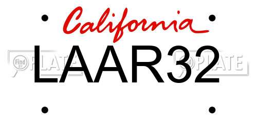 LAAR32 California License Plate