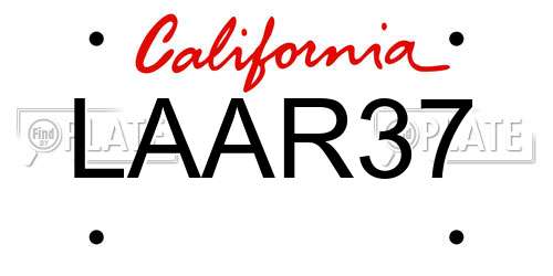 LAAR37 California License Plate