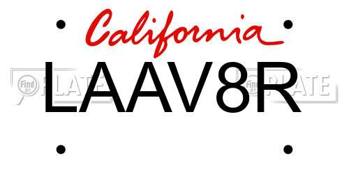 LAAV8R California License Plate