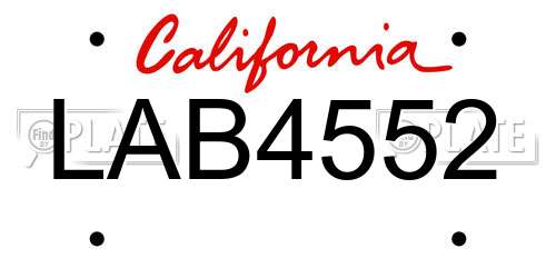 LAB4552 California License Plate