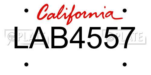 LAB4557 California License Plate