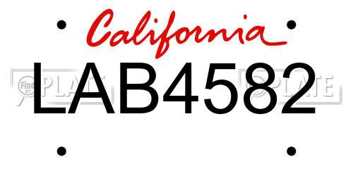 LAB4582 California License Plate