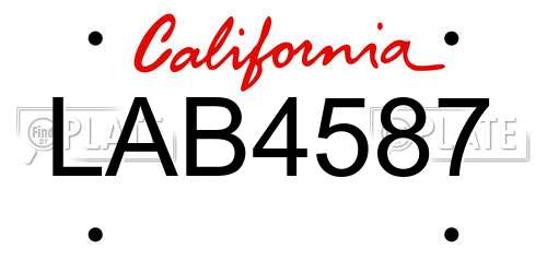 LAB4587 California License Plate