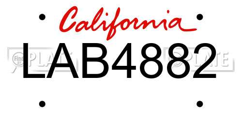 LAB4882 California License Plate