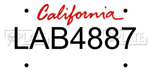 LAB4887 California License Plate