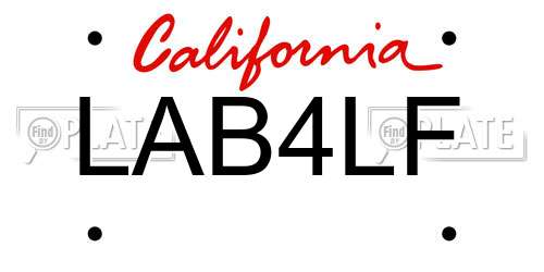 LAB4LF California License Plate