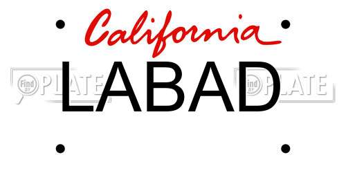 LABAD California License Plate