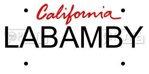 LABAMBY California License Plate