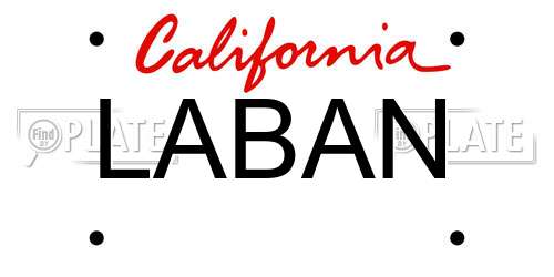 LABAN California License Plate