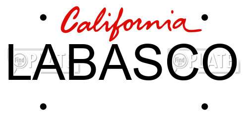 LABASCO California License Plate
