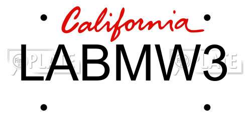 LABMW3 California License Plate