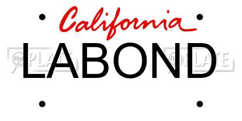 LABOND California License Plate