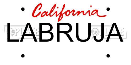 LABRUJA California License Plate
