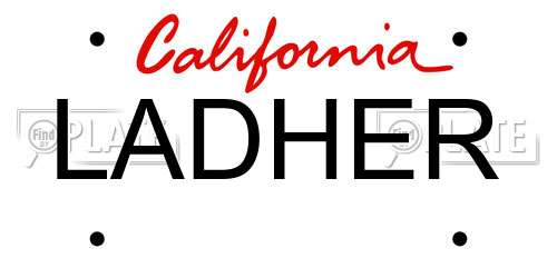 LADHER California License Plate