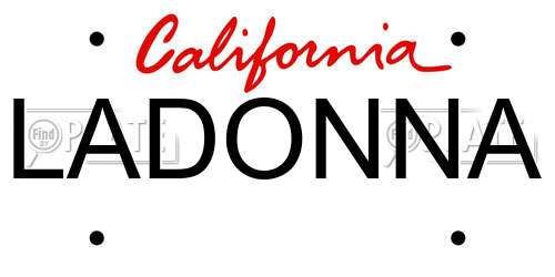LADONNA California License Plate
