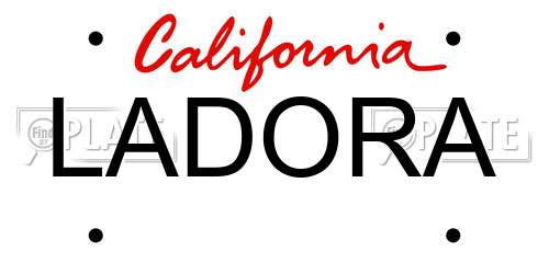 LADORA California License Plate