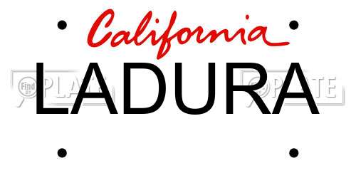 LADURA California License Plate