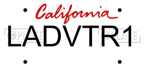 LADVTR1 California License Plate