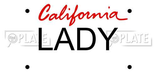 LADY California License Plate