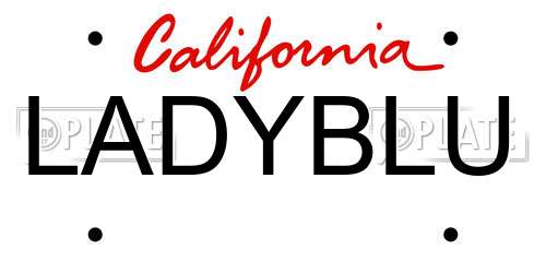 LADYBLU California License Plate