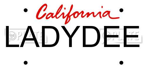 LADYDEE California License Plate