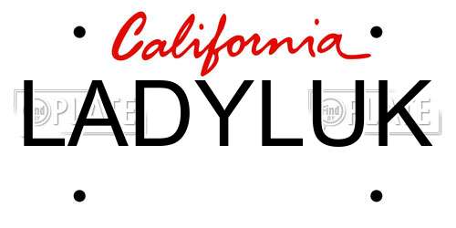 LADYLUK California License Plate