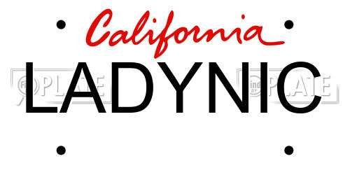 LADYNIC California License Plate