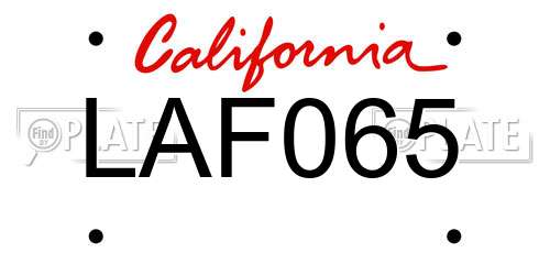 LAF065 California License Plate