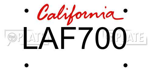 LAF700 California License Plate