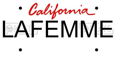 LAFEMME California License Plate