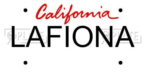 LAFIONA California License Plate