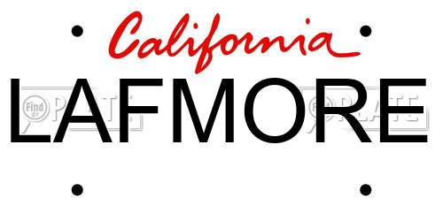 LAFMORE California License Plate
