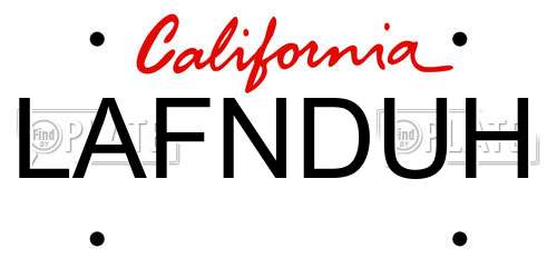 LAFNDUH California License Plate