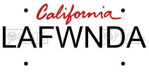 LAFWNDA California License Plate