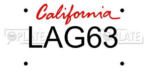 LAG63 California License Plate