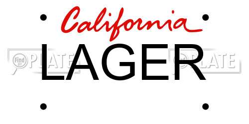 LAGER California License Plate