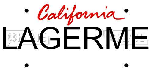 LAGERME California License Plate